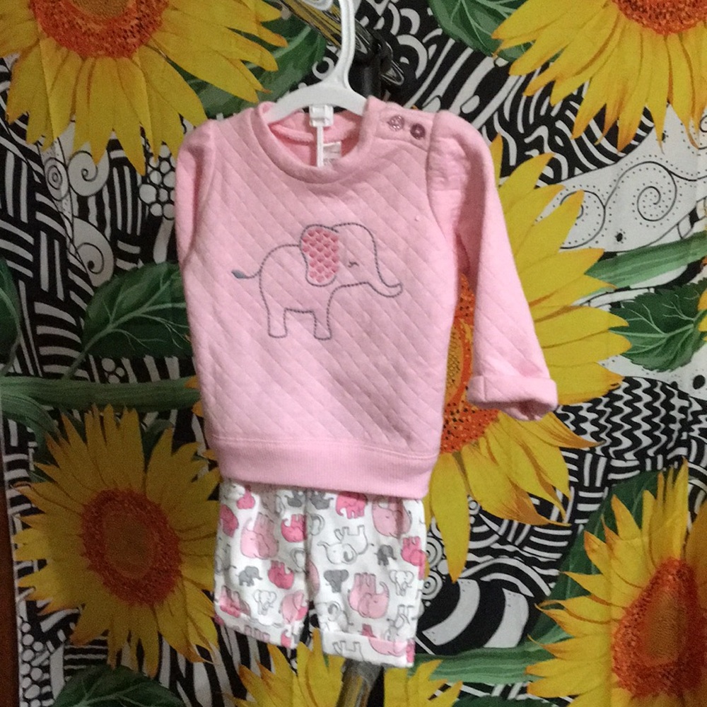 2 pc Elephant Prints Shirt/Pants size 3M